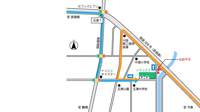 本社駐車場付近の地図